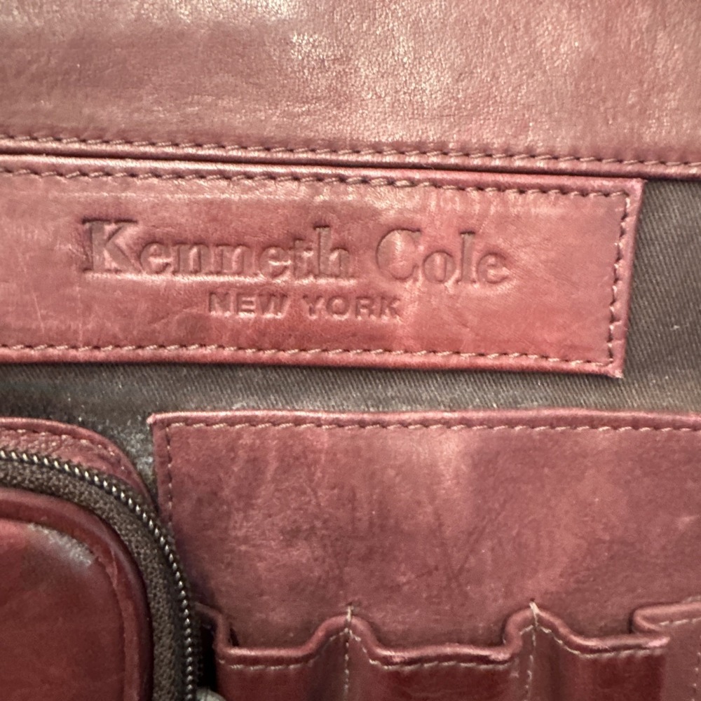 Kenneth‎ Cole Reaction Leather Messenger Laptop Vintage  Bag Brown - Picture 7 of 8